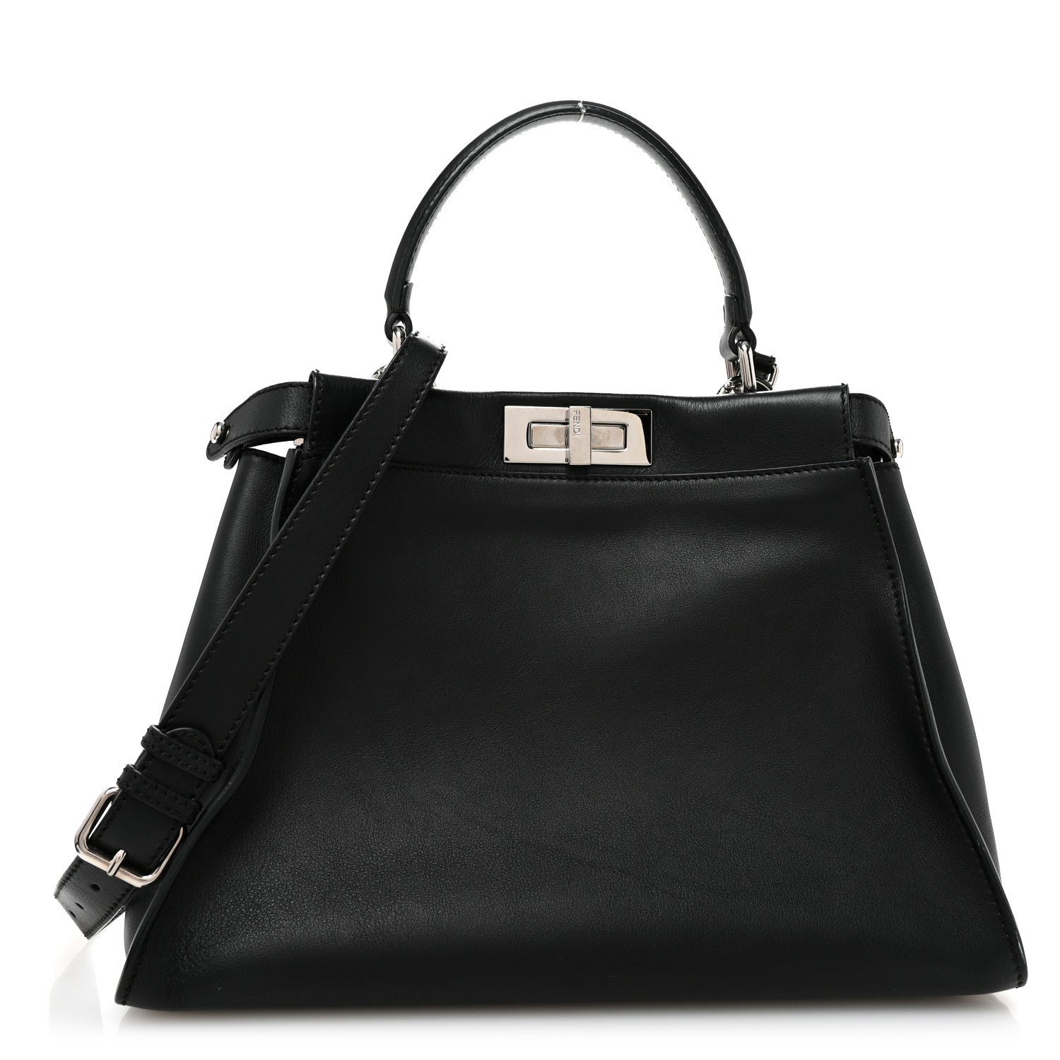 Fendi Vitello Seta Snakeskin Crocodile Monster Eyes Medium Peekaboo Iconic Satchel Black Girasole 1 of 10