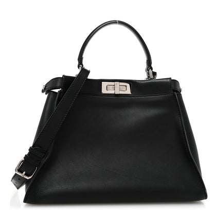 Fendi Vitello Seta Snakeskin Crocodile Monster Eyes Medium Peekaboo Iconic Satchel Black Girasole 1 of 10