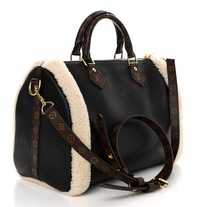 Louis Vuitton Calfskin Monogram Teddy Speedy Bandouliere 30 Black 3 of 10