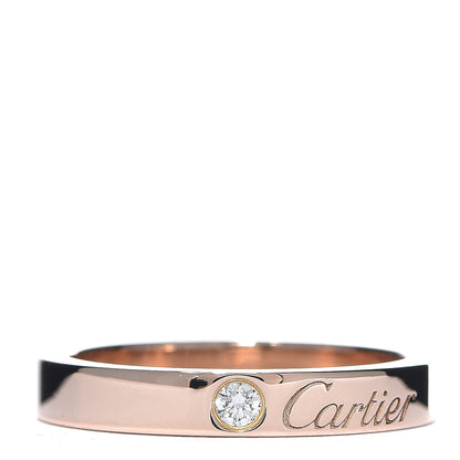 Cartier 18K Pink Gold Diamond 3mm C De Wedding Band Ring 49 4.75 1 of 5