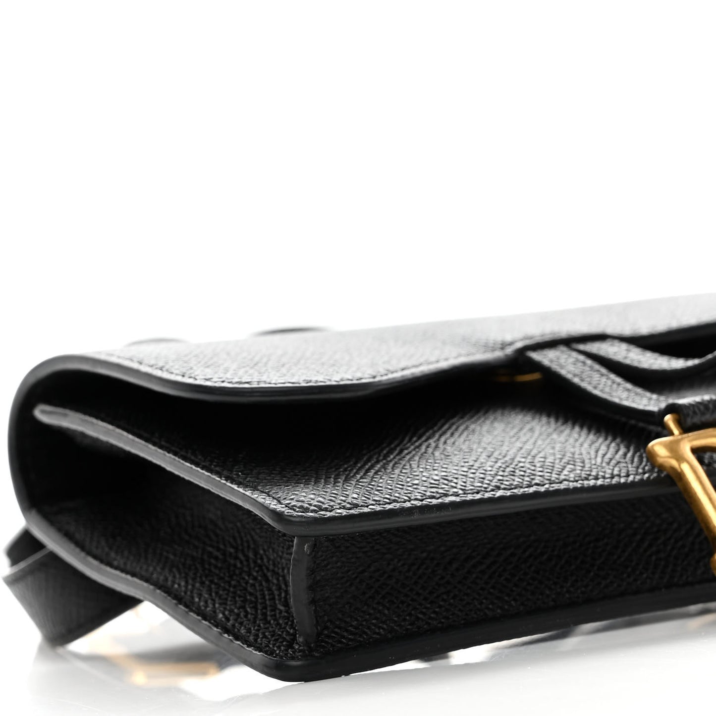 Grained Calfskin Saddle Belt Bag Black