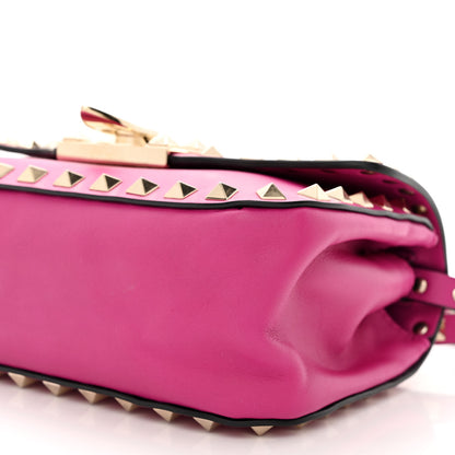 Valentino Garavani Vitello Mini Rockstud Flap Saddle Crossbody Bag Fuxia 10 of 12