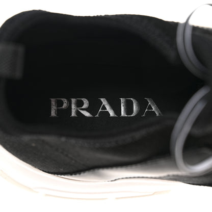 Prada Knit Fabric Mens Logo Sneakers 8 Black White 7 of 8