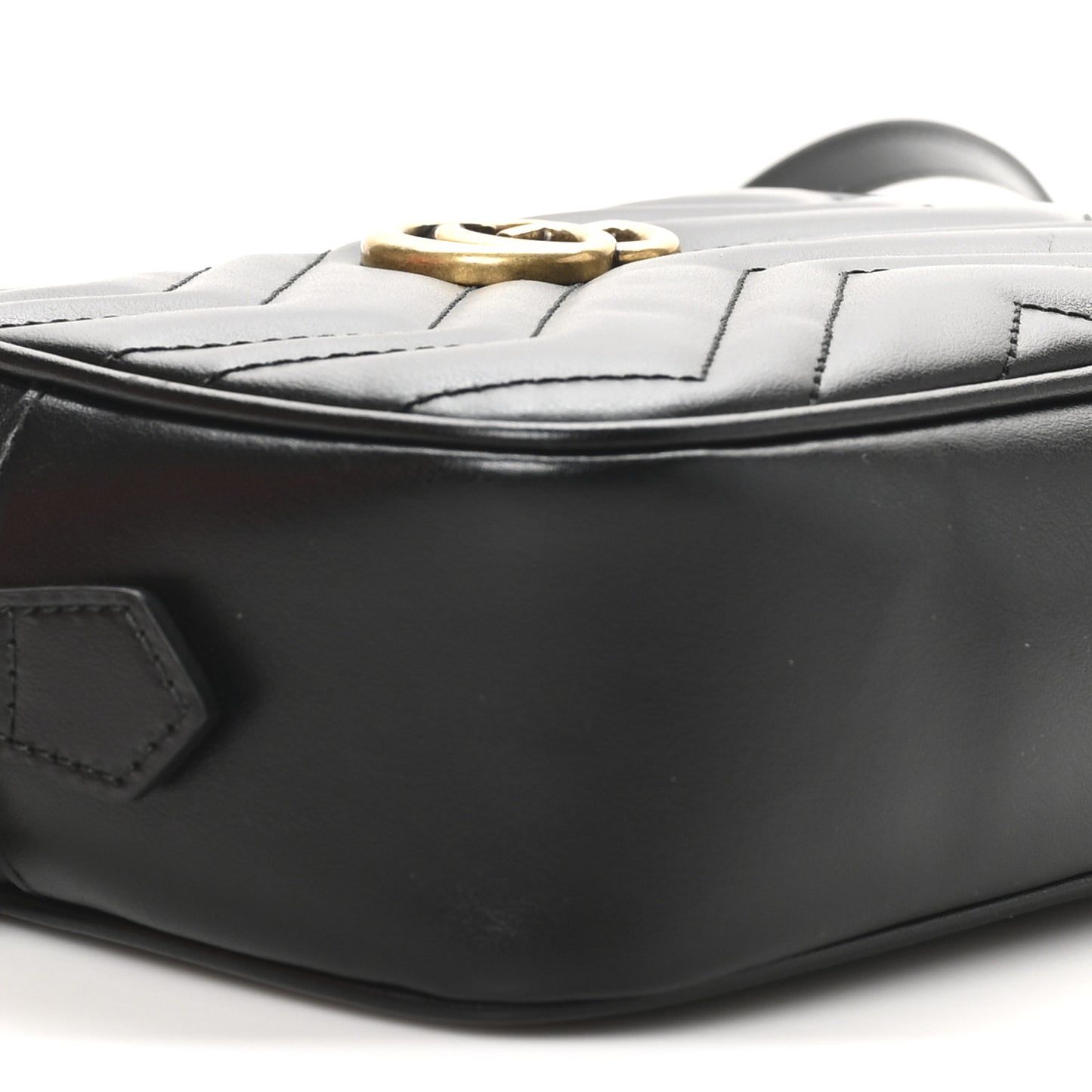 Calfskin Matelasse Mini GG Marmont Chain Shoulder Bag Black