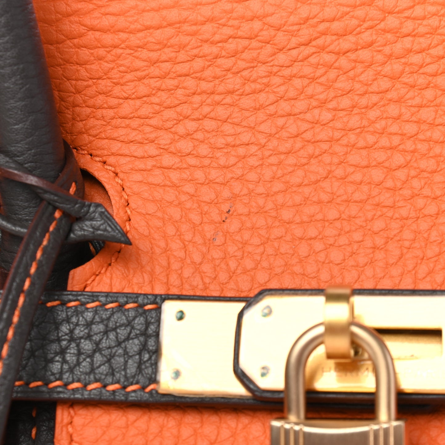 Togo Bi Color Horseshoe Birkin 35 Orange Graphite