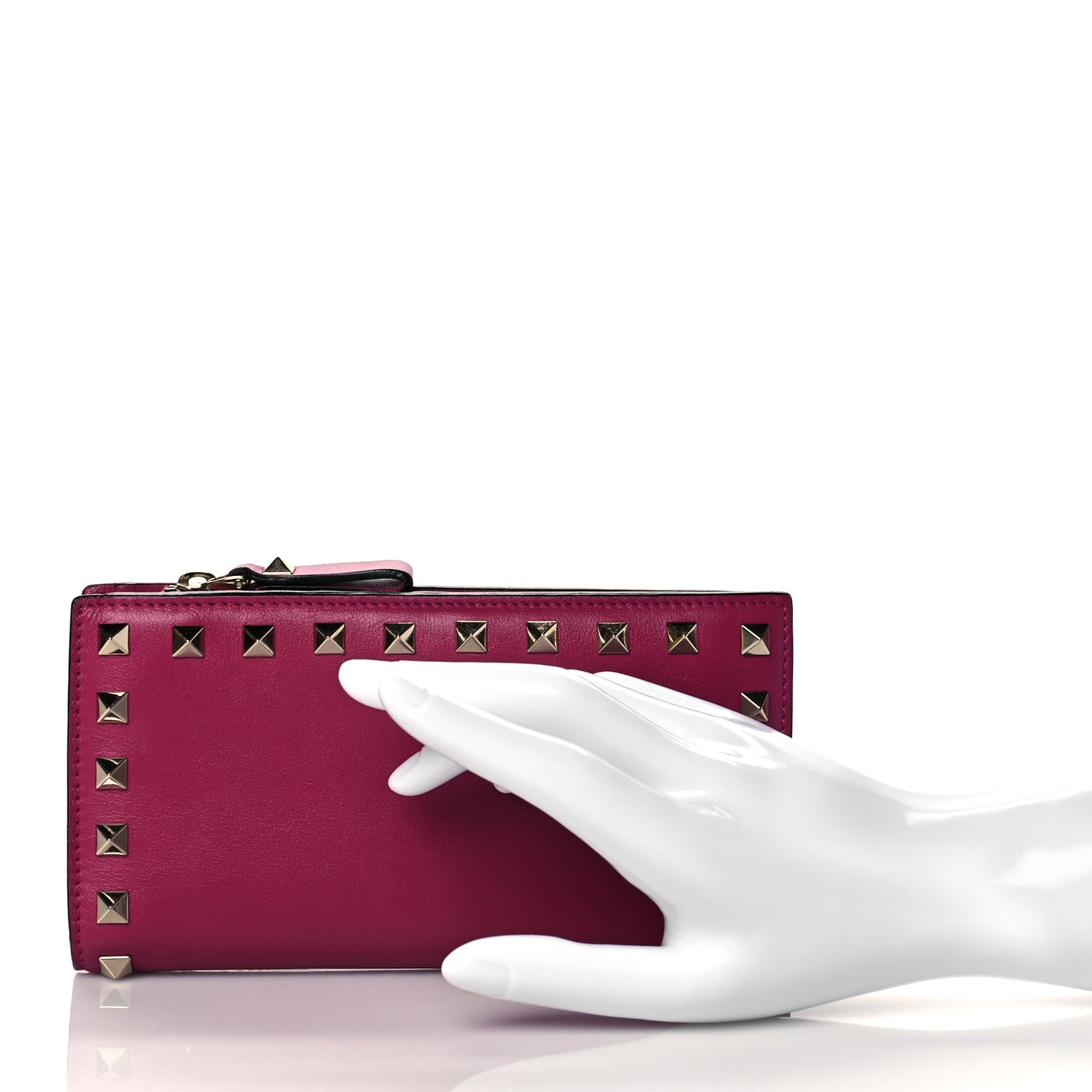 Calfskin Rockstud Continental Wallet Deep Cyclamin