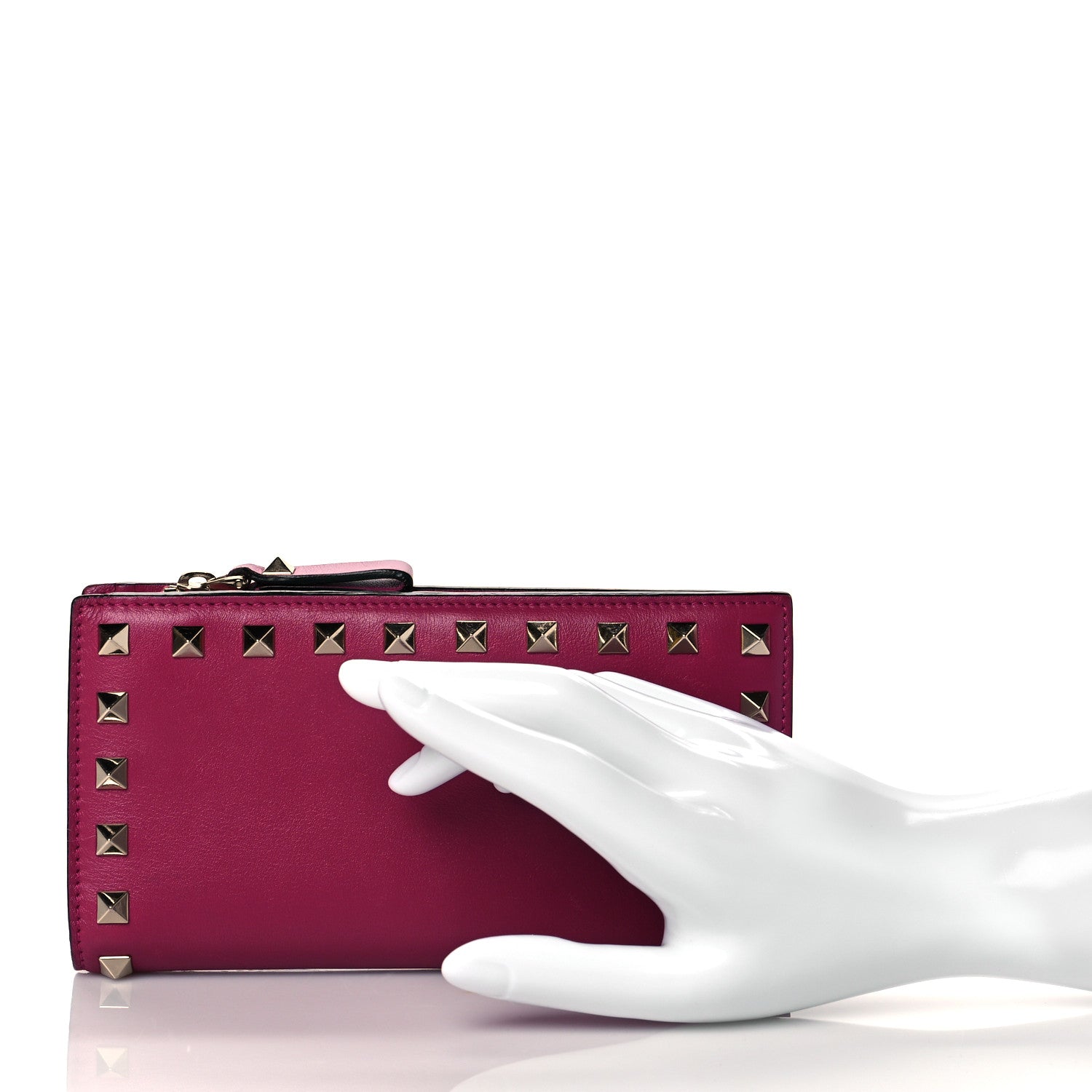 Valentino Garavani Calfskin Rockstud Continental Wallet Deep Cyclamin 2 of 6