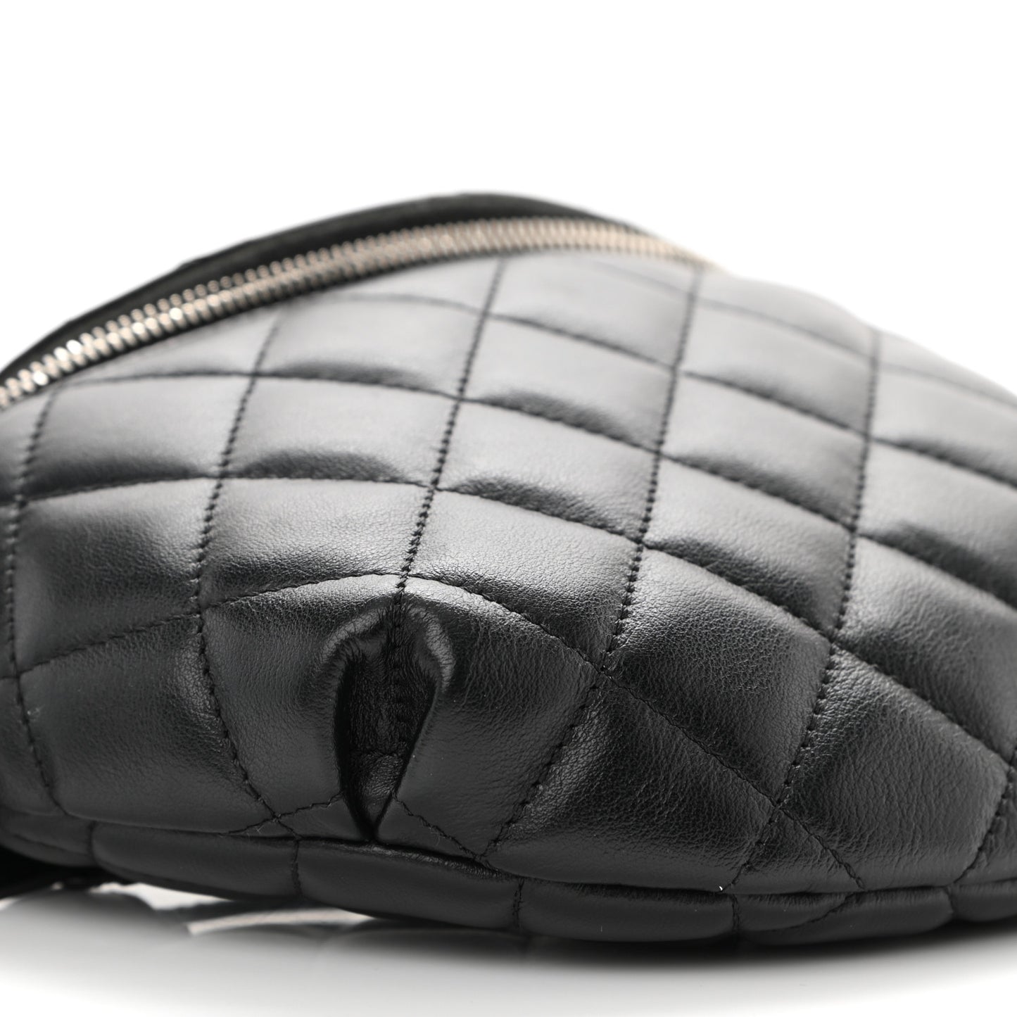 Lambskin Quilted Waist Belt Bag Black