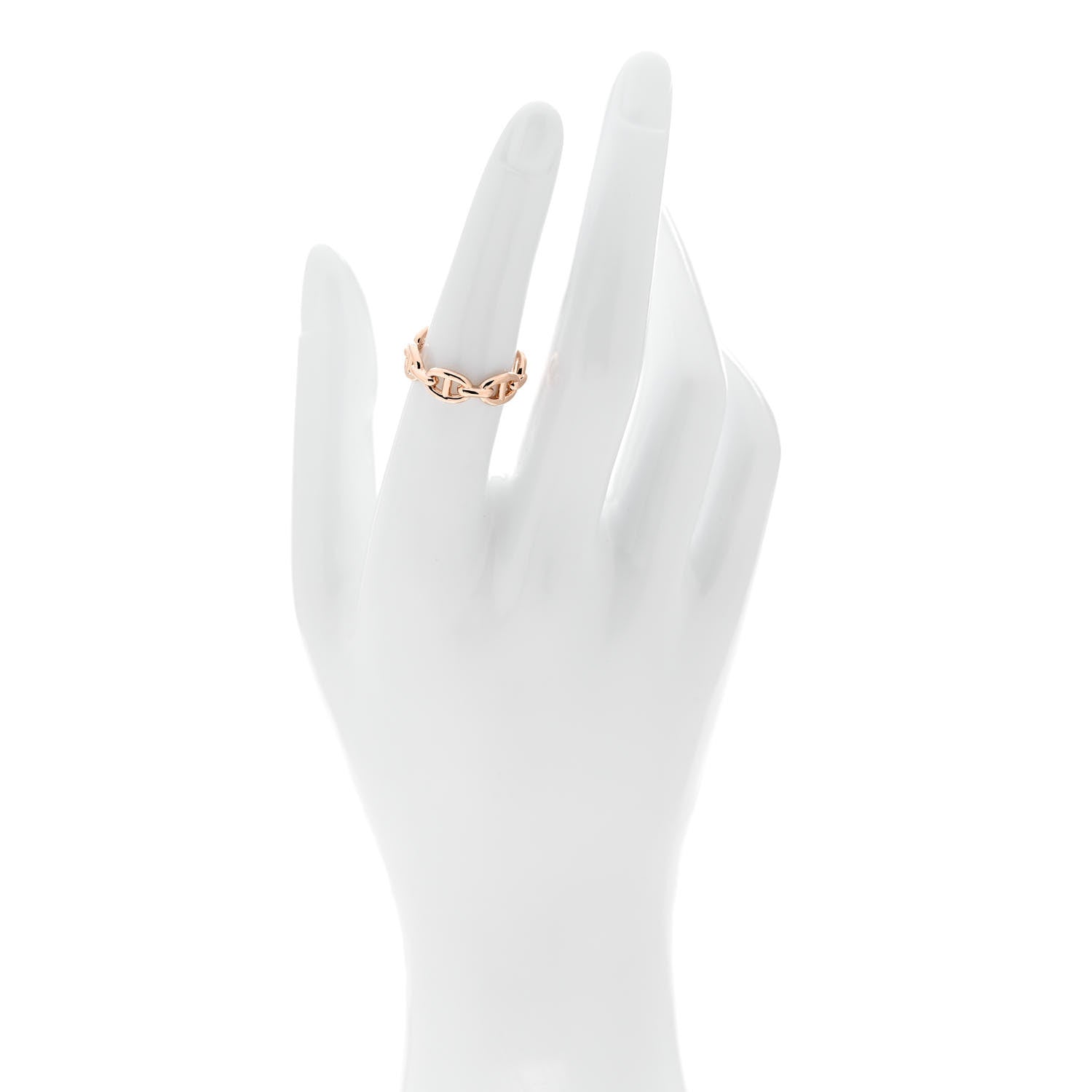 Hermes 18K Rose Gold PM Chaine d'Ancre Enchainee Ring 53 6.5 2 of 7