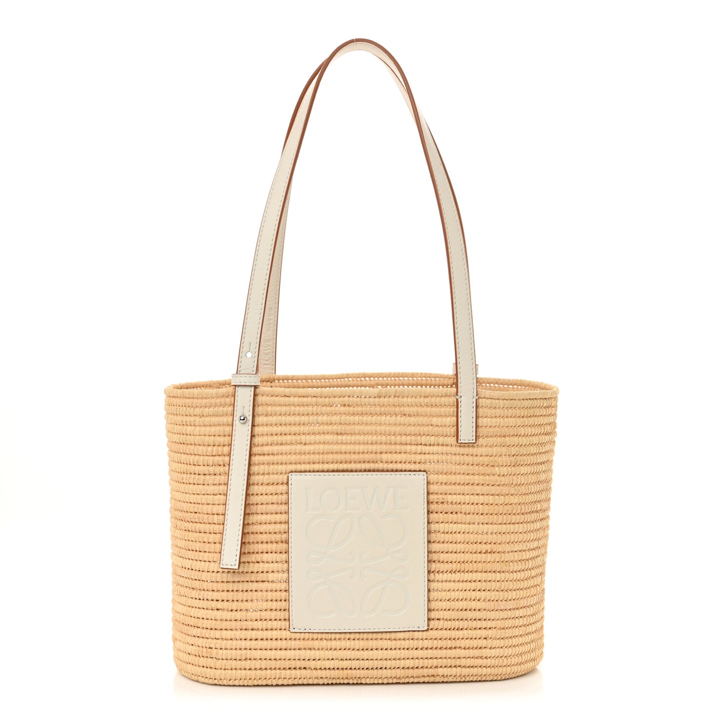 Raffia Square Small Basket Tote Bag Natural White