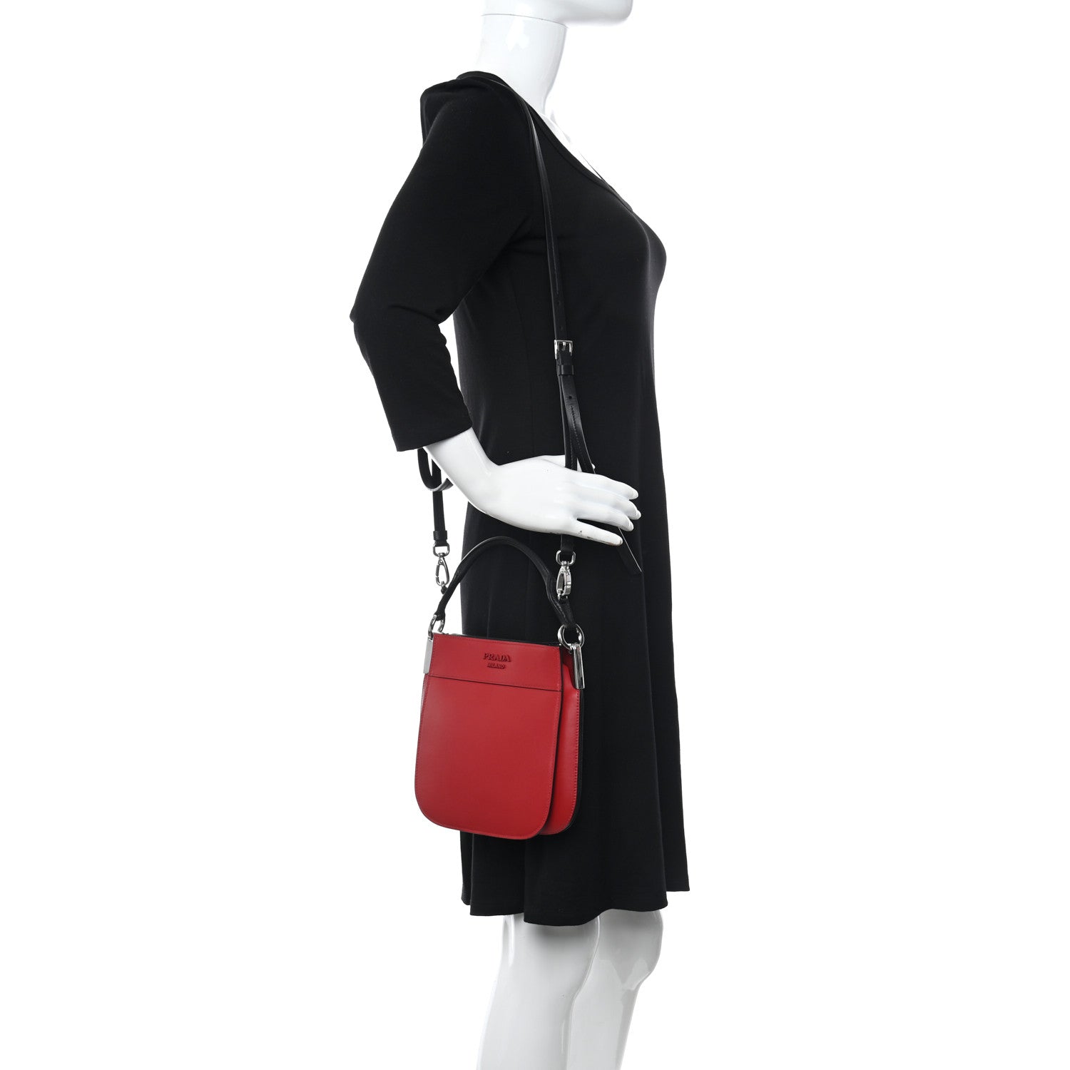 Prada City Calfskin Small Margit Bag Magenta Red 2 of 13