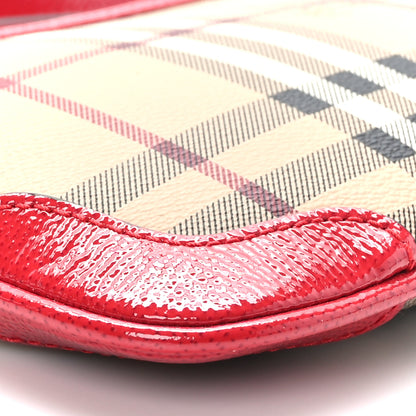 Burberry Haymarket Check Small Peyton Crossbody Clutch Bag Military Red 8 of 9
