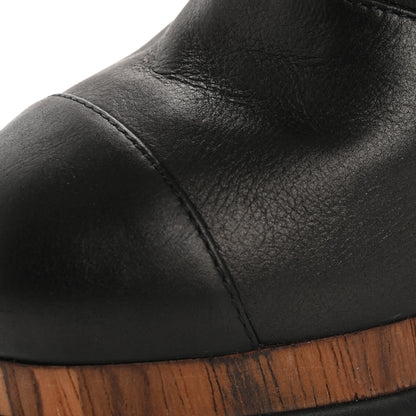 Chanel Lambskin Quilted Cap Toe Lace Up Booties 36 Black 10 of 13