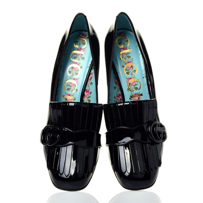 Gucci Vernice GG Marmont Fringe 50mm Loafer Pumps 39 Black 5 of 9
