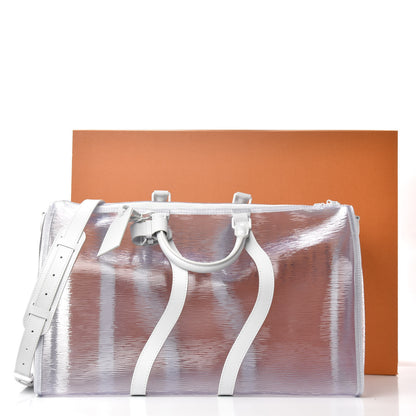 Louis Vuitton PVC Epi Embossed Wavy Keepall Bandouliere 50 White 9 of 10