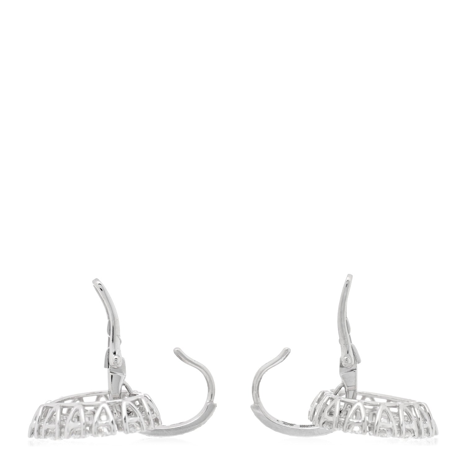 Chopard 18K White Gold Diamond L'Heure du Diamant Heart Earrings 3 of 4