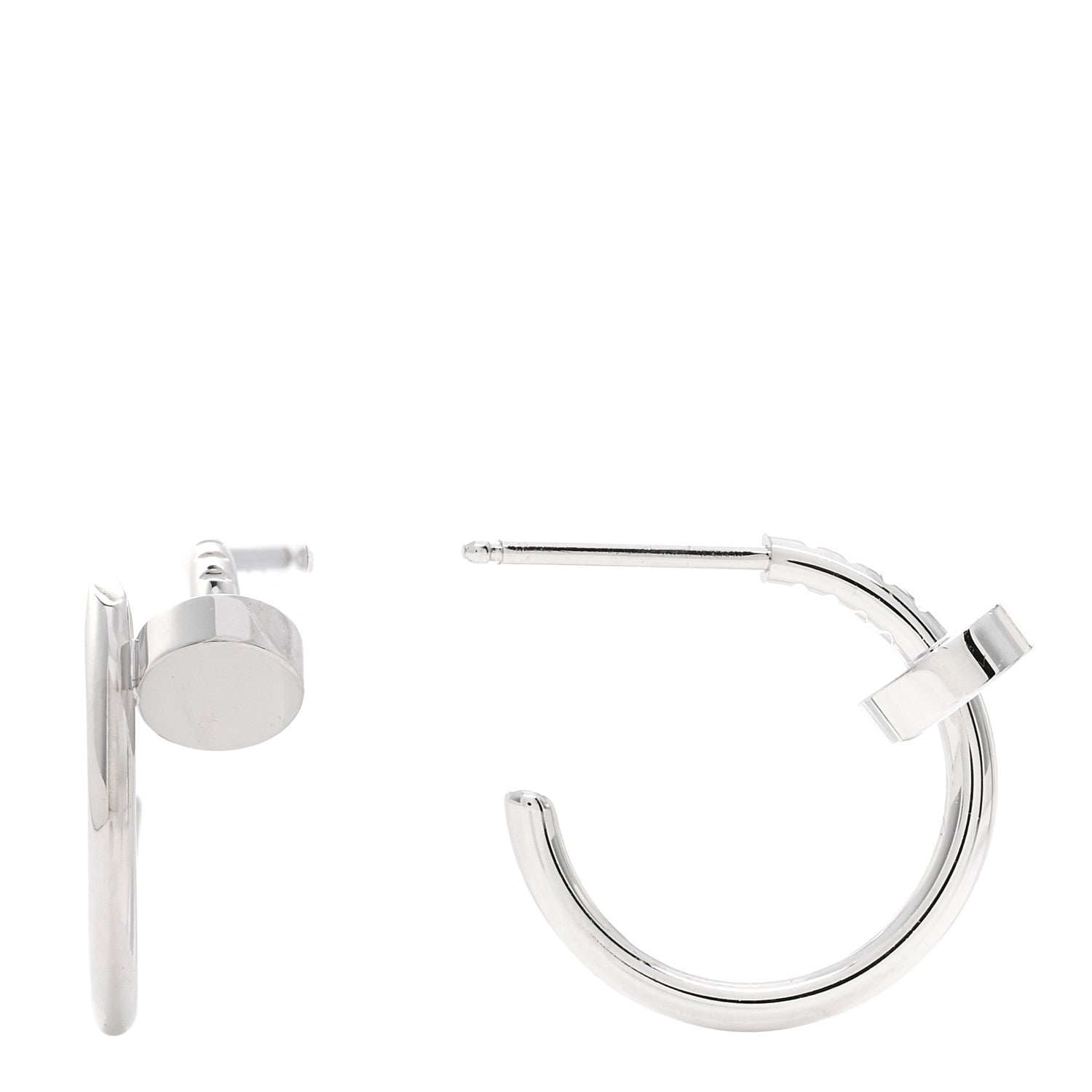 Cartier 18K White Gold Juste Un Clou Hoop Earrings 1 of 4