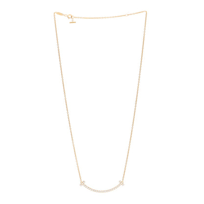 Tiffany 18K Yellow Gold Diamond Medium T Smile Pendant Necklace 3 of 7