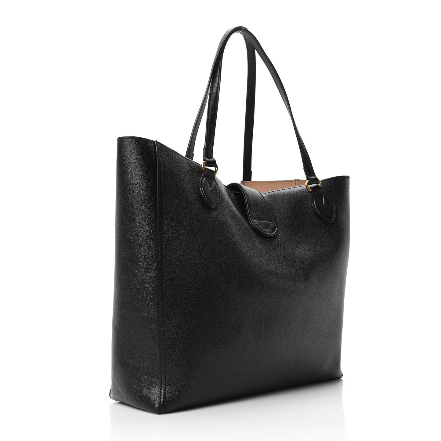 New Sakai Calfskin Lux Medium Dahlia Tote Black