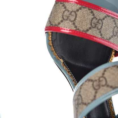 Gucci GG Supreme Monogram Patent Harleth Sandals 40 Beige Ebony Pink Fucsia Cyan 12 of 12
