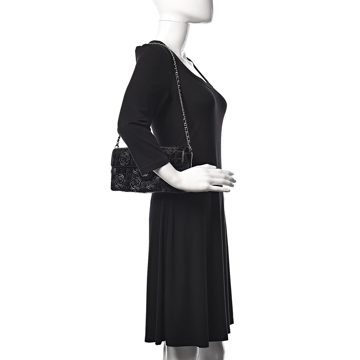 Patent Perforated Camellia East West Flap Black