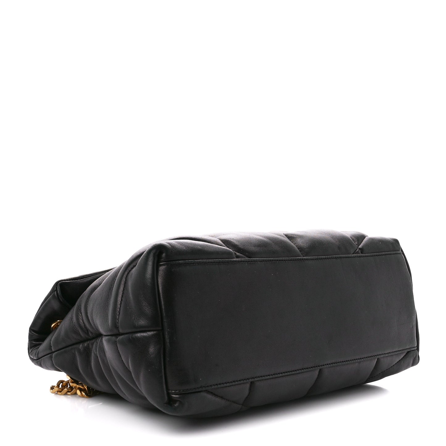 Lambskin Quilted Medium Loulou Puffer Monogram Chain Satchel Black