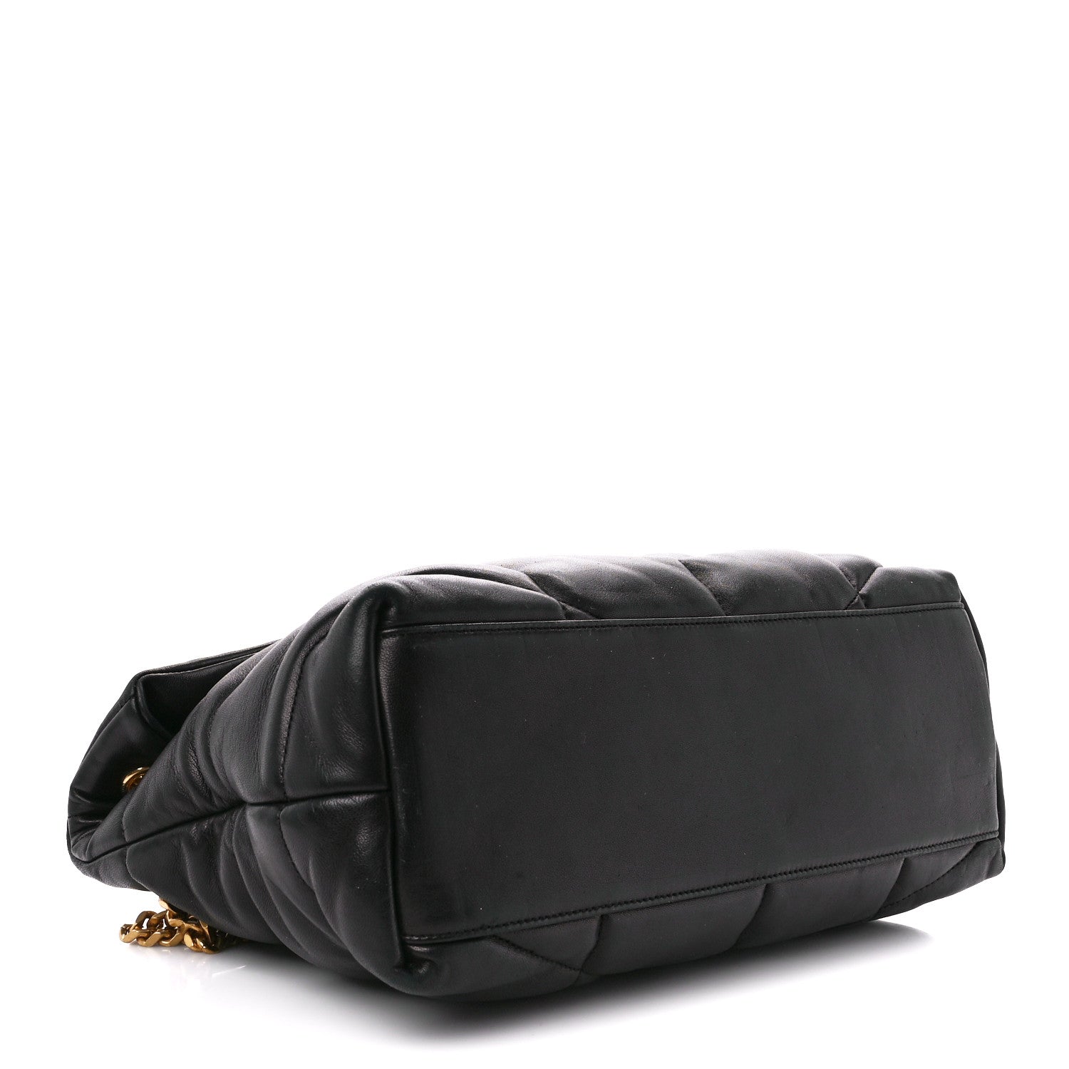 Saint Laurent Lambskin Quilted Medium Loulou Puffer Monogram Chain Satchel Black 3 of 10