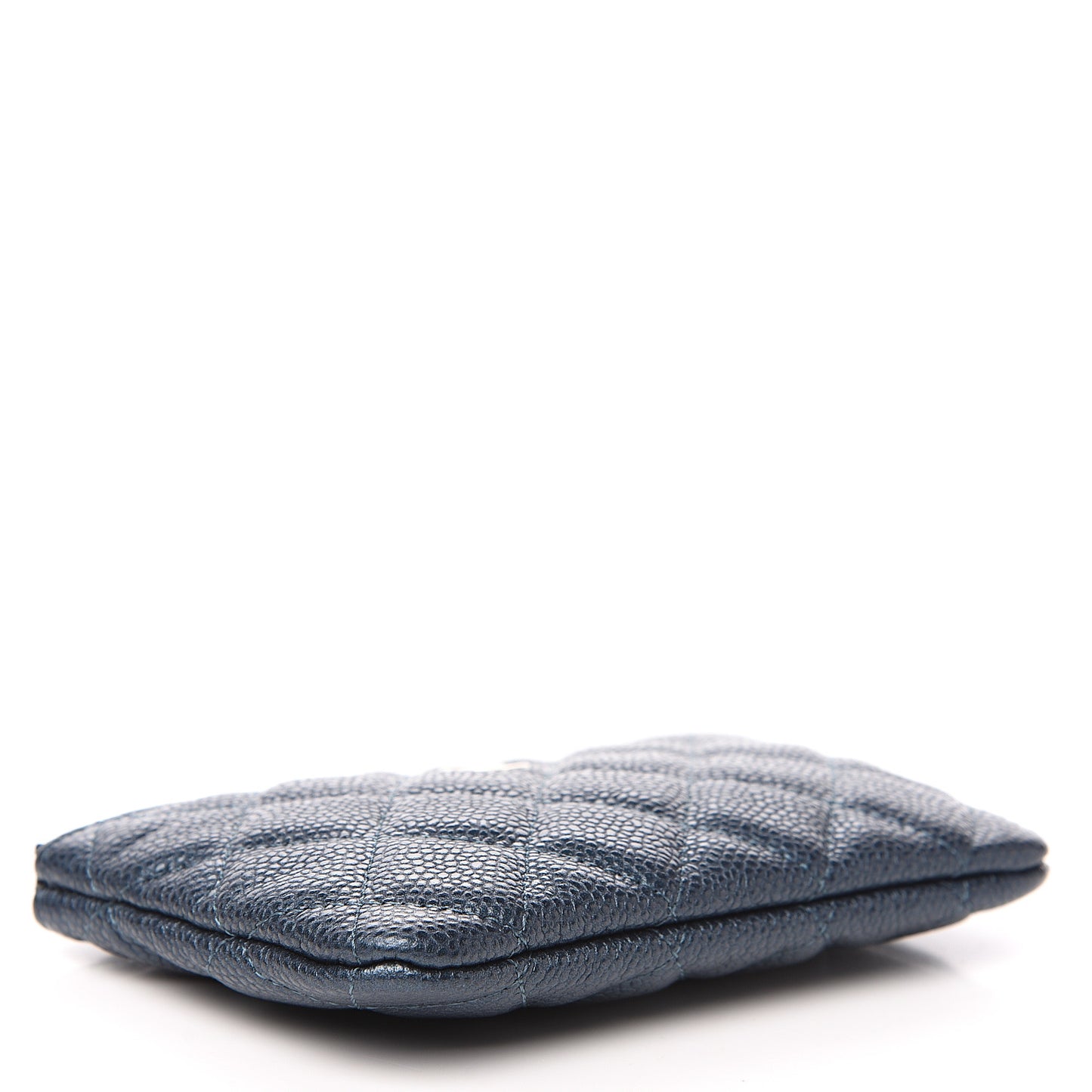 Metallic Caviar Quilted Small Cosmetic Case Dark Blue