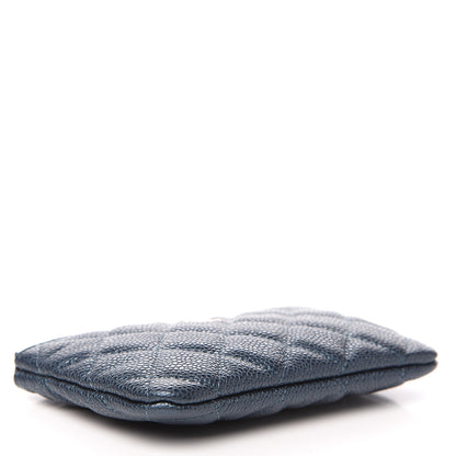 Chanel Metallic Caviar Quilted Small Cosmetic Case Dark Blue 3 of 7