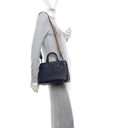 Burberry Grainy Calfskin House Check Small Banner Tote Regency Blue 2 of 13