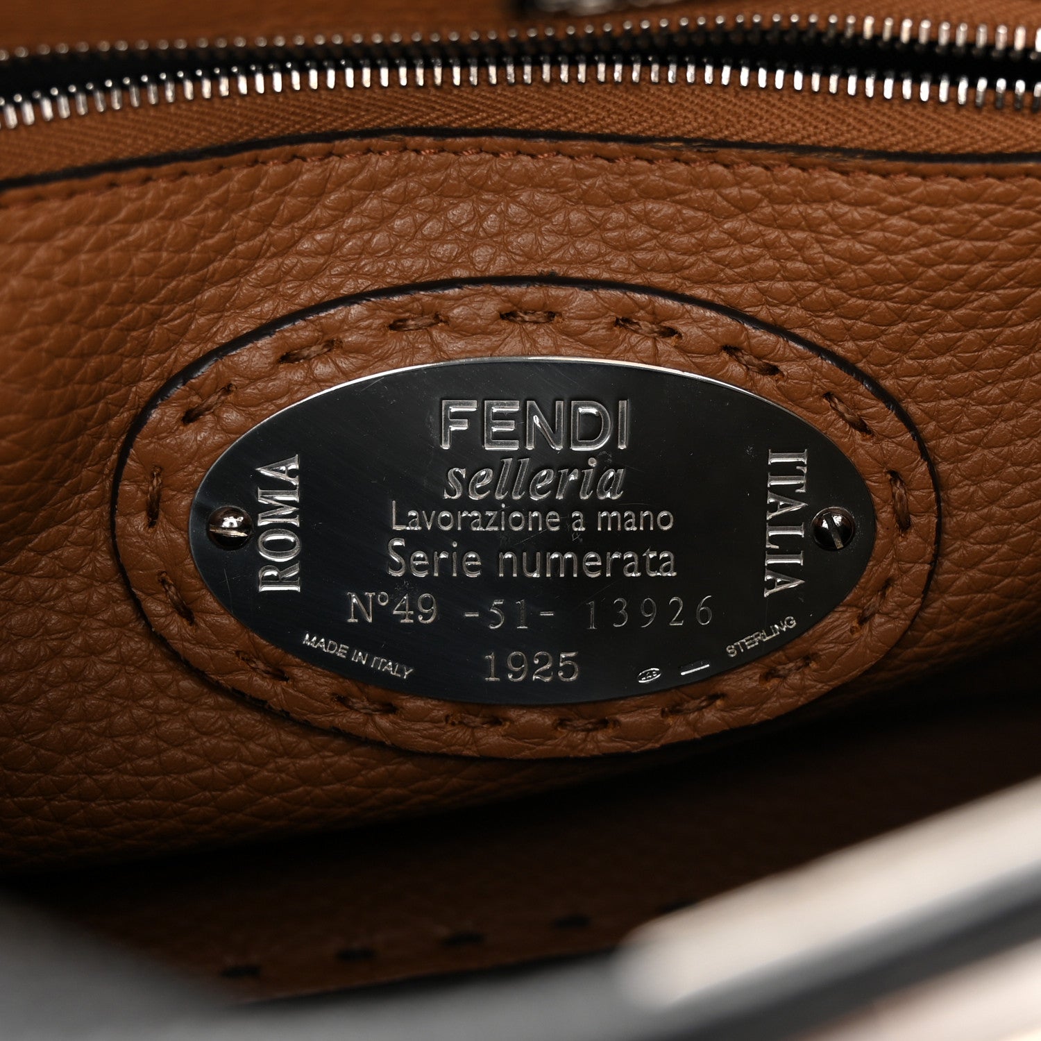 Fendi Cuoio Romano Selleria Bi-Color Mini Peekaboo Iconic Satchel Black Mou 6 of 10