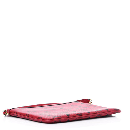 MCM Visetos Liz Shopper Tote Pouch Ruby Red 3 of 10
