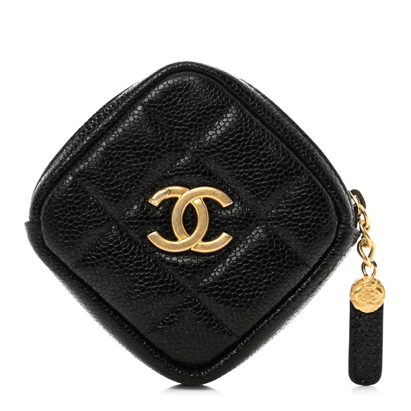 Caviar Quilted Diamond Arm Coin Purse Black