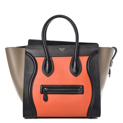 Celine Smooth Calfskin Mini Tri-Color Luggage Bright Orange 1 of 14