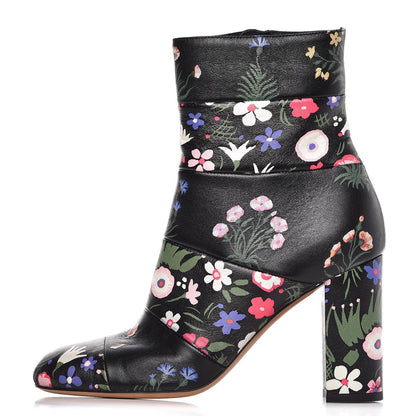 Valentino Garavani Calfskin Camugarden Paneled Ankle Boots 35.5 Black 1 of 9