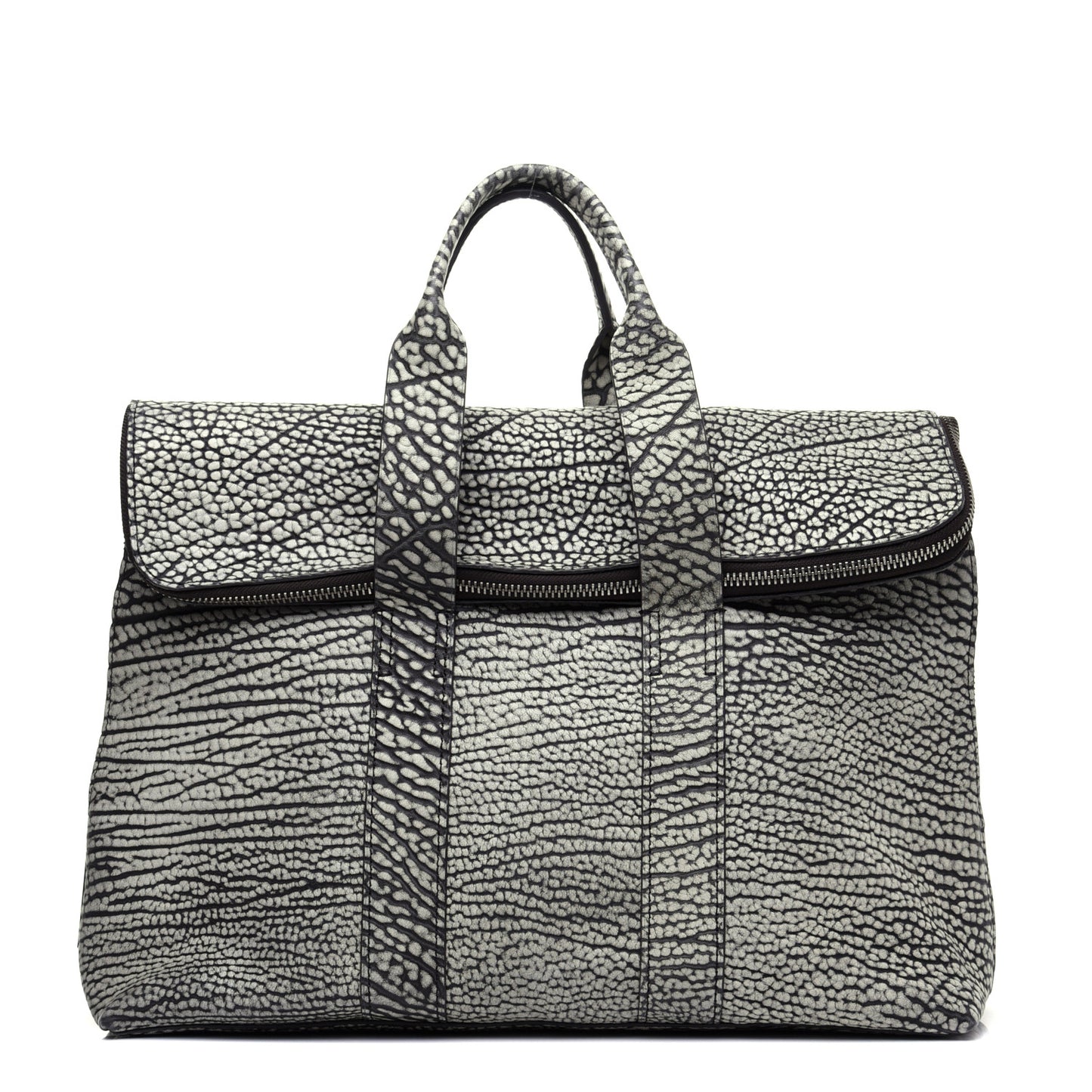 Shark Embossed Calfskin 31 Hour Bag Black Cream