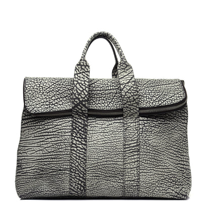 3.1 Phillip Lim Shark Embossed Calfskin 31 Hour Bag Black Cream 1 of 12