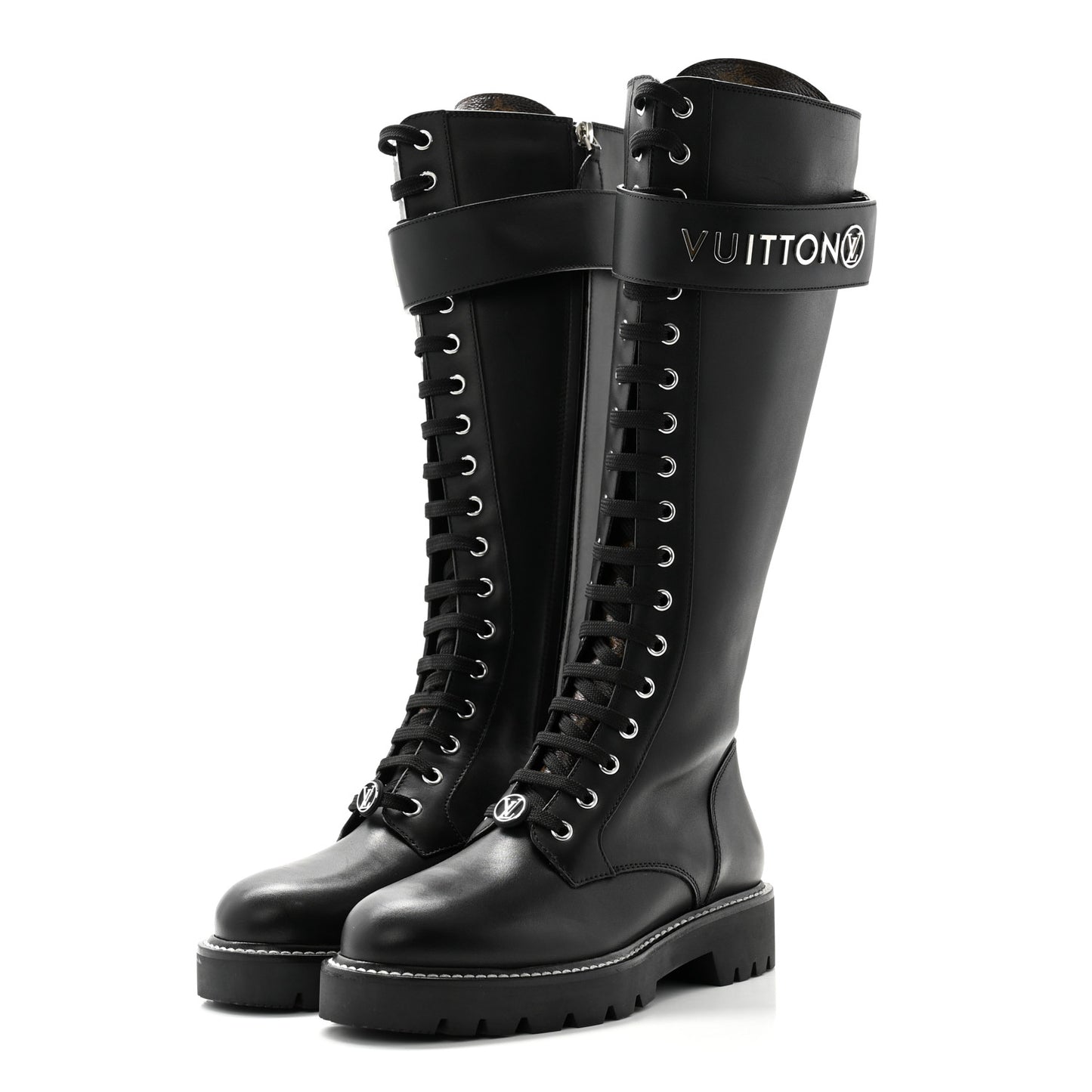 Monogram Calfskin Territory Tall Lace Up Ranger Boots 37 Black