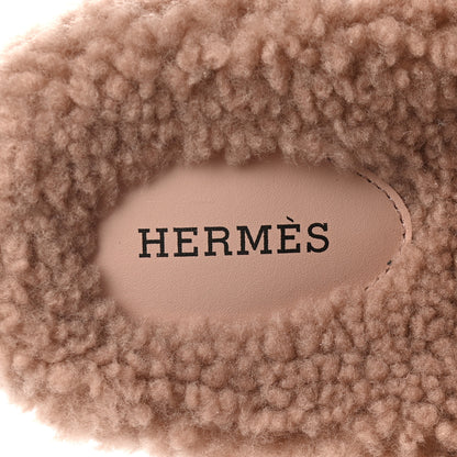 Hermes Woolskin Womens Chypre Sandals 38 Bois De Santal 5 of 8