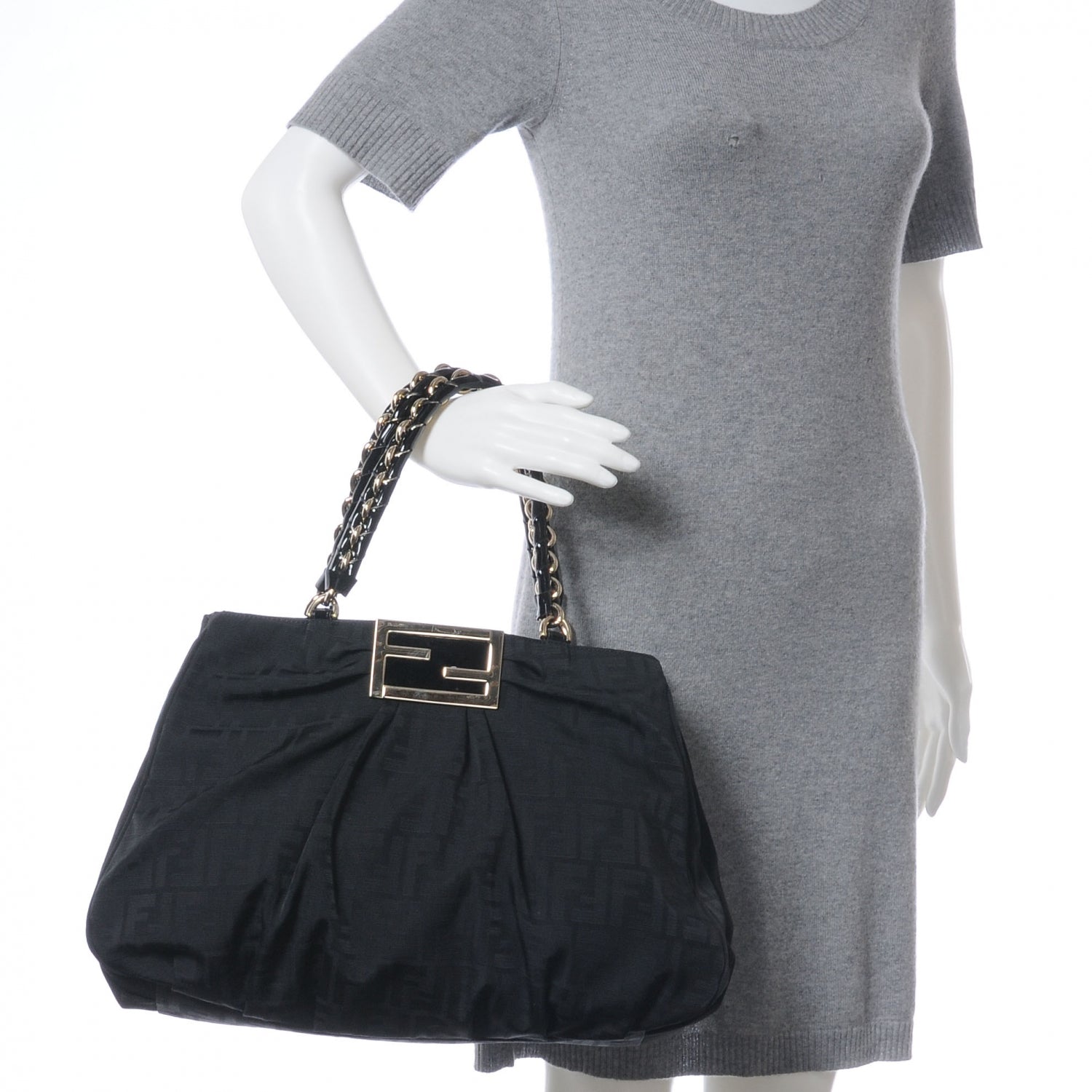 Fendi Zucca Enamel Mia Tote Black 2 of 7