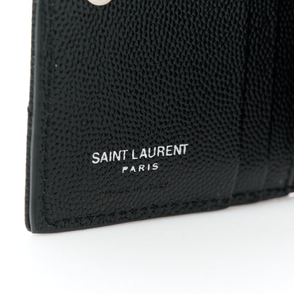 Saint Laurent Grain De Poudre Matelasse Chevron Monogram Zipped Card Case Black 7 of 10