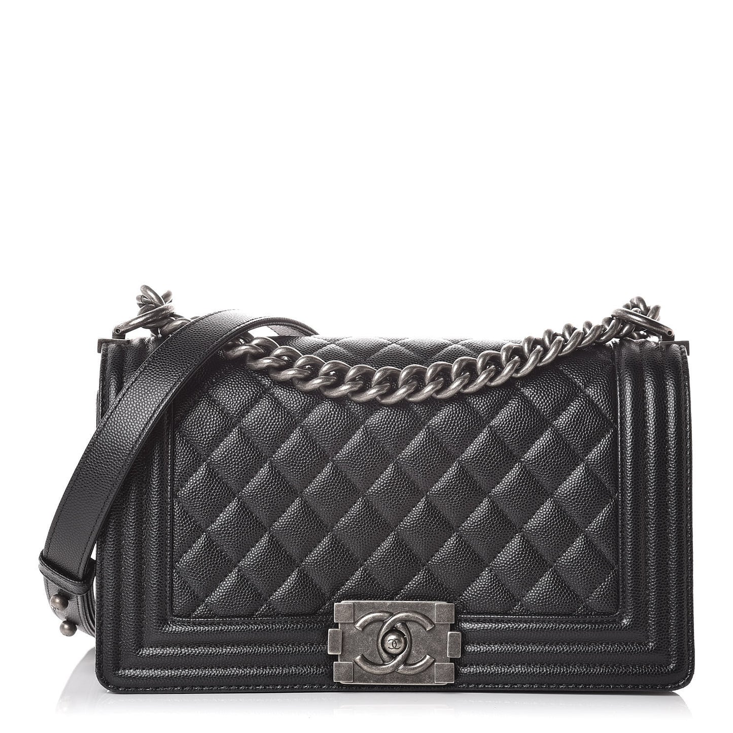 Caviar Quilted Medium Boy Flap Black