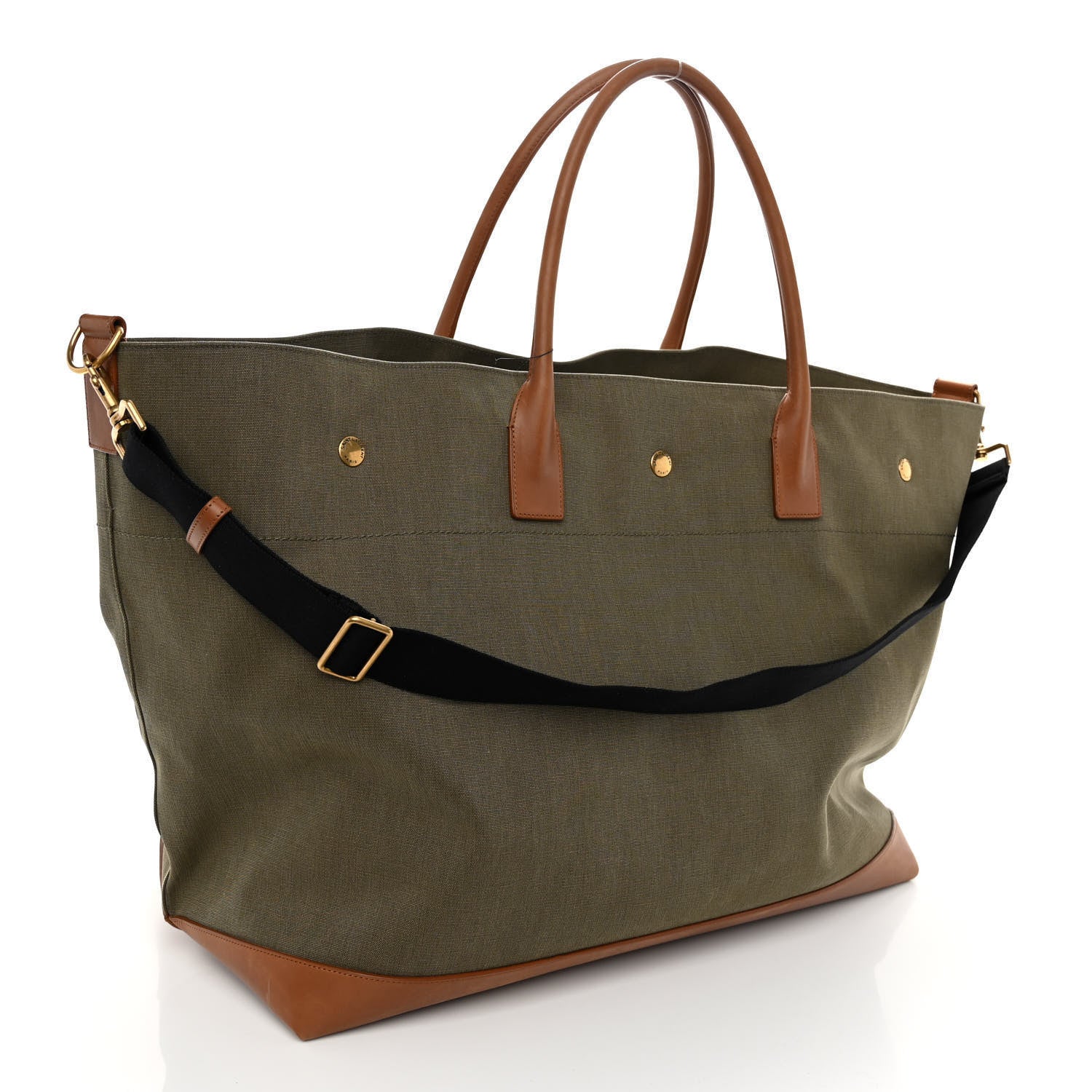 Saint Laurent Linen Calfskin Rive Gauche Maxi Tote Kaki Brown 3 of 9