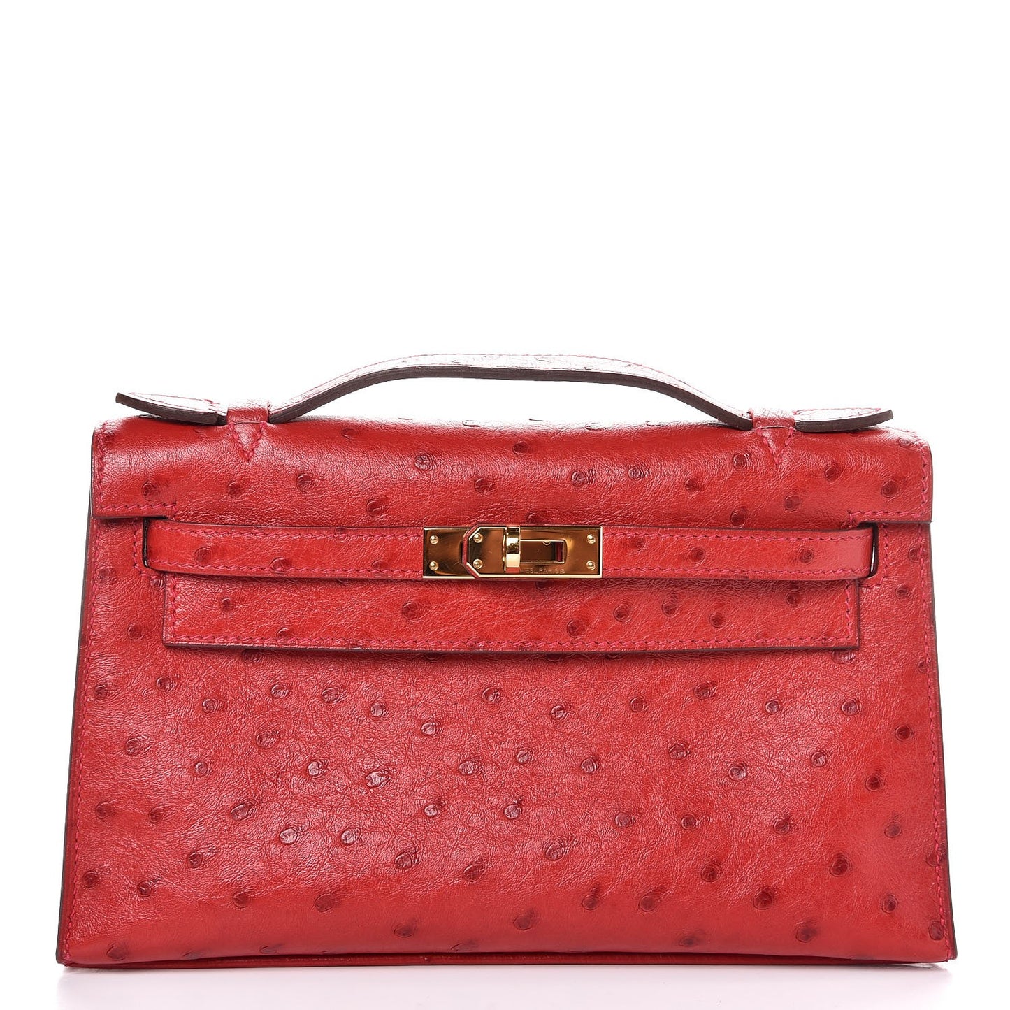 Ostrich Kelly Pochette Rouge Vif
