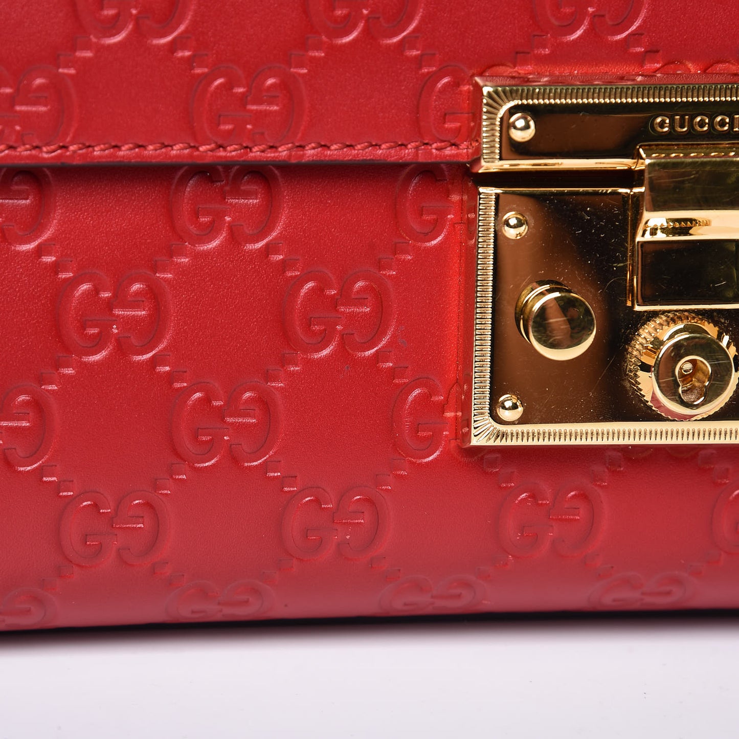 Guccissima Medium Padlock Shoulder Bag Hibiscus Red