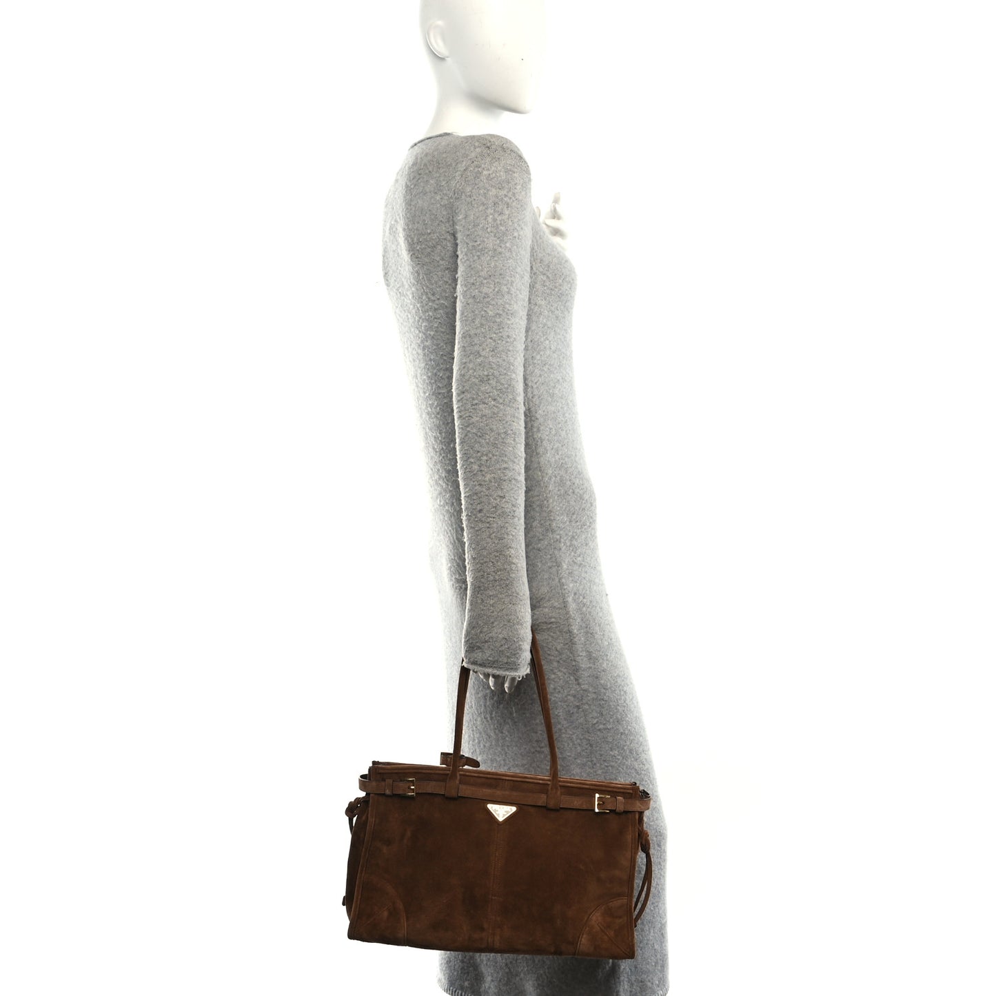 Suede Large Bonnie Shoulder Bag Cacao