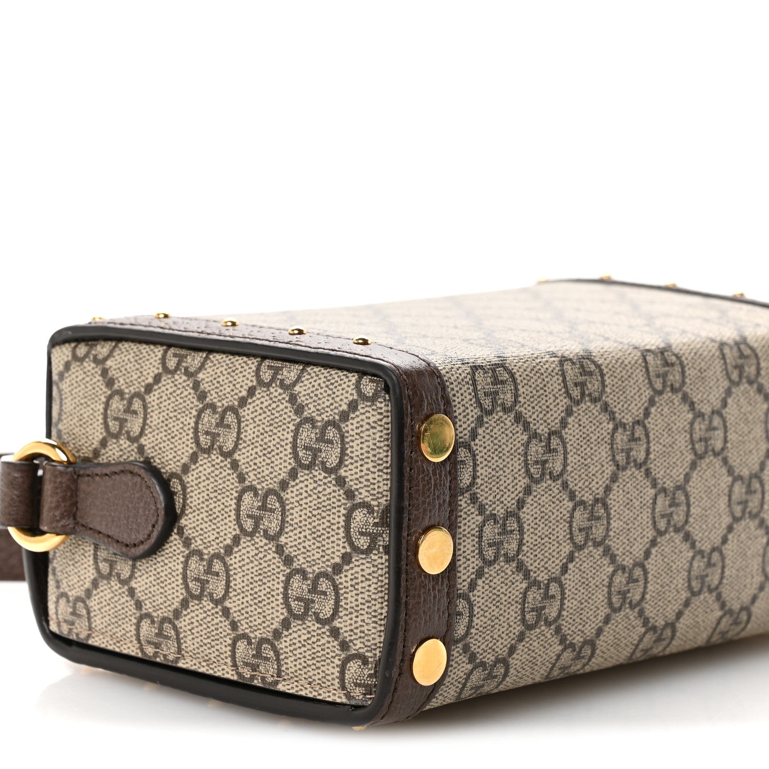 Gucci GG Supreme Monogram Textured Dollar Calfskin Mini Trunk Shoulder Bag Beige Ebony New Acero 9 of 11