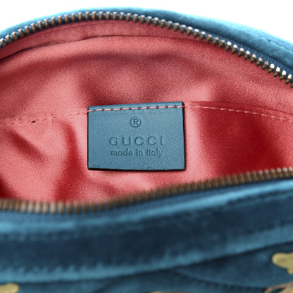 Gucci Velvet Matelasse Embroidered GG Marmont Belt Bag 75 30 Pavone Cyan 4 of 8