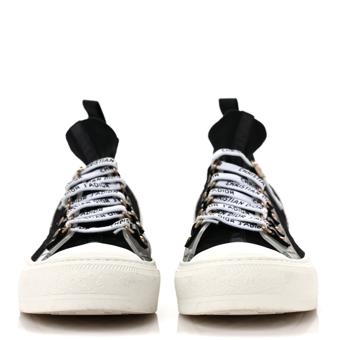 Technical Knit Calfskin Womens Walk'N'Dior High Top Sneakers 36 Black