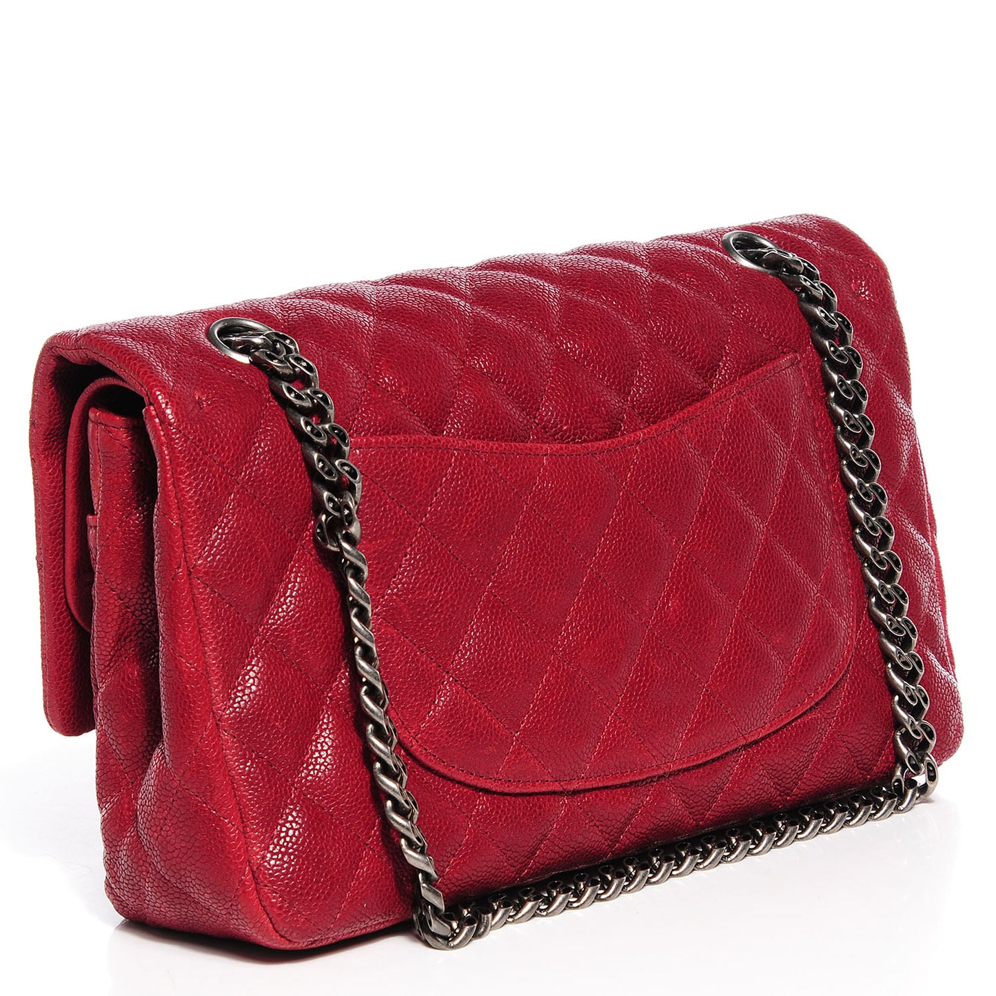 Washed Caviar Quilted 2.55 Reissue 225 Bijoux Chain Flap Red